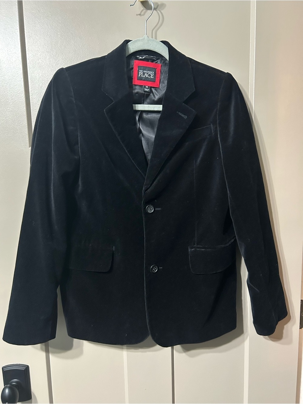 The Children's Place Black Velvet Sport Coat Blazer cotton